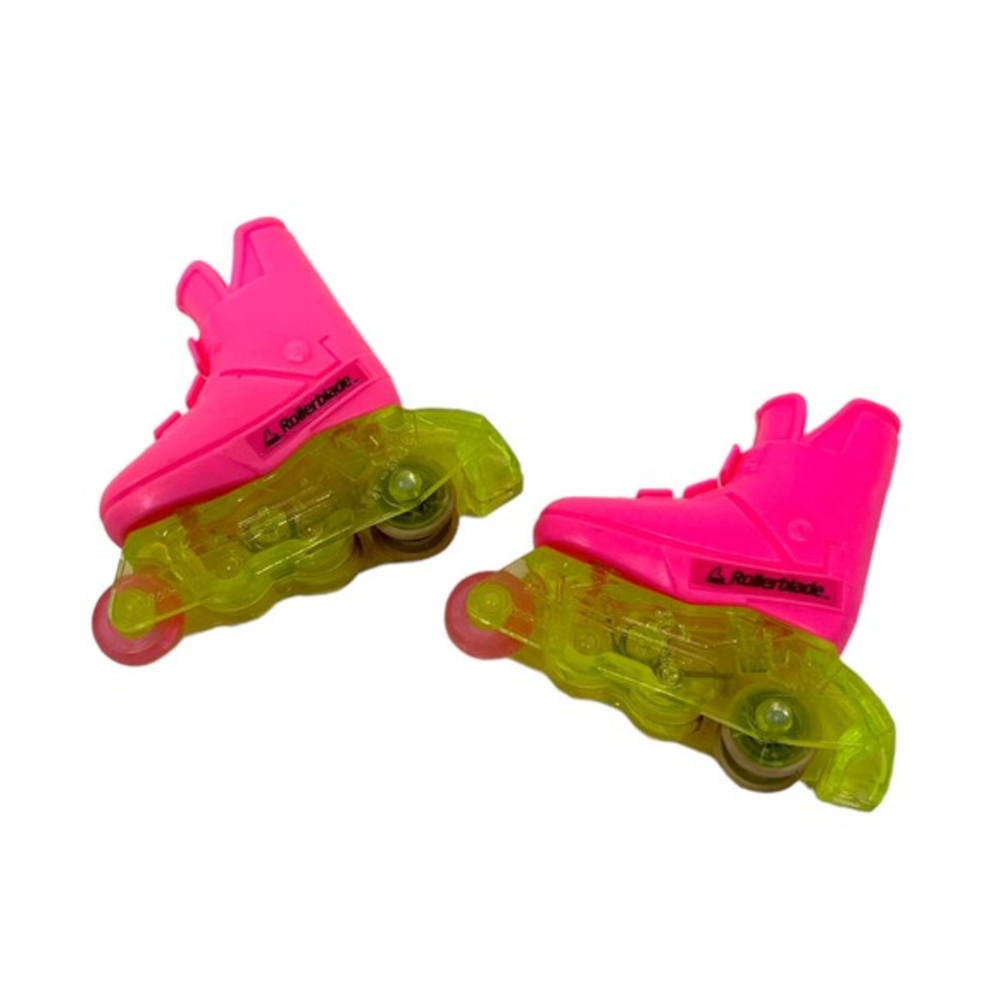 Vintage 1990's Barbie‎ Rollerblades Neon Pink & Yellow *Fits Pointed Toe Dolls*